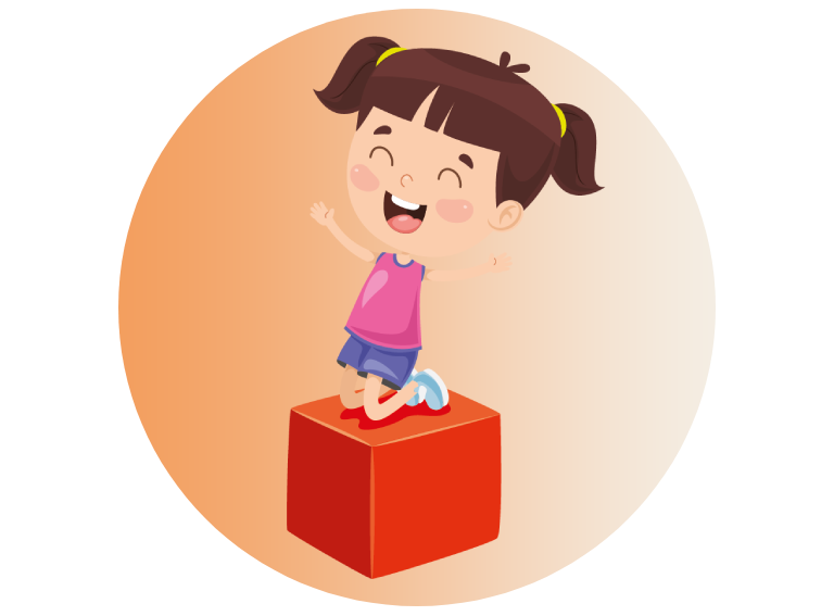 dziewczynka na czerwonym pudełku